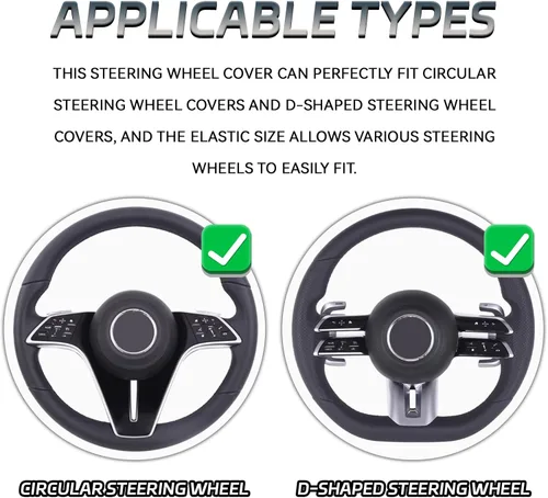 Miniatura 3 de Funda para volante de 2 piezas, protector de volante segmentado de fibra de carbono, universal y antideslizante, funda protectora de cuero duradera
