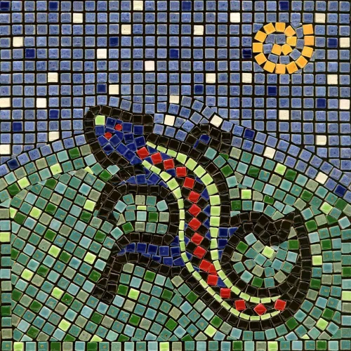 Miniatura 32 de Mosaicos hechos a mano fáciles con nuestro kit de manualidades de mosaico para adultos, delfín cuadrado de 7 pulgadas (20cm)