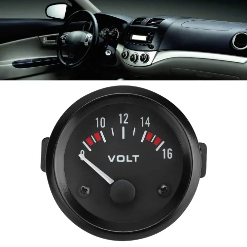 Miniatura 4 de Naroote Medidor de voltaje, medidor de voltaje de coche, medidor de voltaje de 12 V, 2.047 in/2 pulgadas, medidor de voltaje 8-16 V, voltímetro