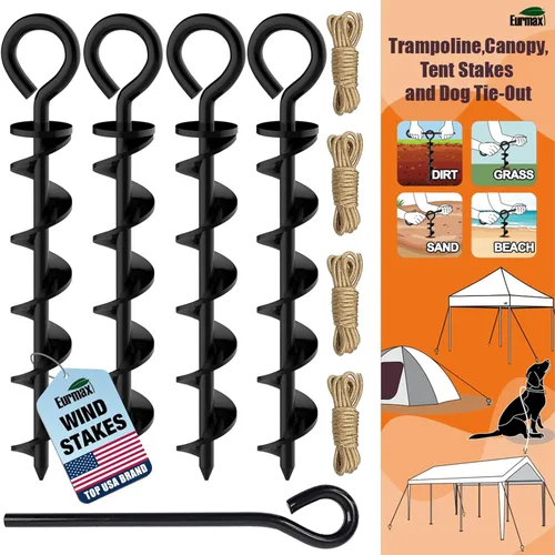 Miniatura 25 de Eurmax USA Estaca de amarre resistente para perros grandes de hasta 210 libras, estacas para perros para exteriores, anclaje de suelo para correa