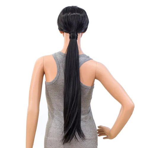 Miniatura 2 de SWACC - Extensiones de pelo largo, lacio y ondulado, en forma de cola de caballo, extensiones de pelo sintético con clip para mujer