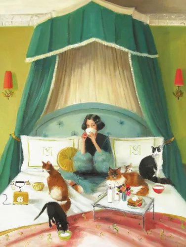 Miniatura 2 de New York Puzzle Company - Janet Hill Breakfast in Bed - Rompecabezas de 500 piezas para adultos por Janet Hill