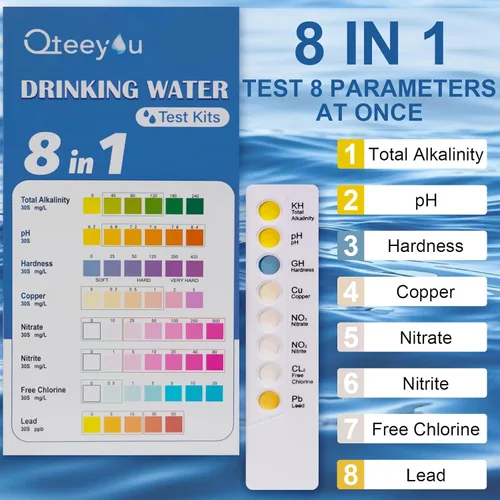 Miniatura 4 de Kit de prueba de agua de plomo 2026 actualizado 8 en 1 kits de prueba de agua potable para el hogar, 5 piezas de bolsa independiente, probador
