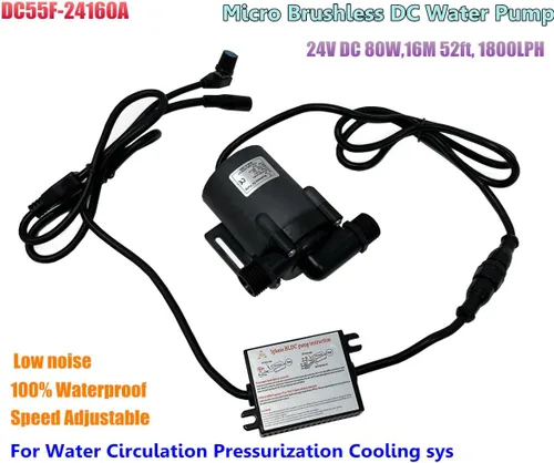 Miniatura 2 de SHYSKY DC55F-24160A 24VDC Pequeña Bomba de agua sin escobillas de eficiencia energética 80W 52.5 ft 52ft Lift 475GPH Bajo nivel de ruido