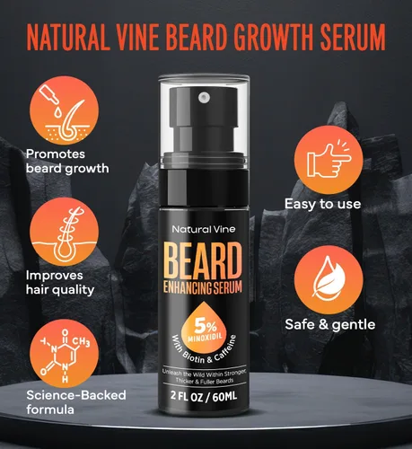 Miniatura 5 de Aceite de crecimiento de barba de minoxidil al 5% para hombres: Minoxidil para hombres Suero de regeneración del pelo de la barba con biotina