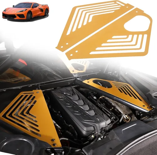 Miniatura 8 de Sekhyna Cubierta de panel de bahía del motor compatible con Chevrolet Corvette C8 Stingray 2020-2024 aleación de aluminio 2 piezas compartimento