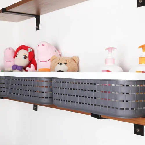 Miniatura 6 de CertBuy Paquete de 3 cestas de almacenamiento de plástico de 14 x 10 x 4.5 pulgadas, contenedores de almacenamiento grandes de tejido con asa