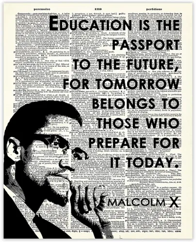 Inspirational Black Leader Wall Art Poster: "Education is the Passport" - 8x10 Unframed African American Wall Art, Positive Affirmations Decor for
