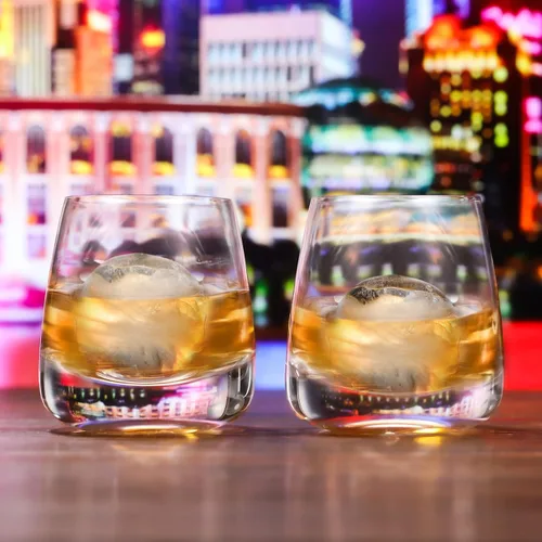 Miniatura 3 de Ohnijialit - Vasos de whisky de cristal de alta calidad de 10 onzas para cócteles antiguos, vasos gruesos con fondo pesado, vasos de whisky soplados