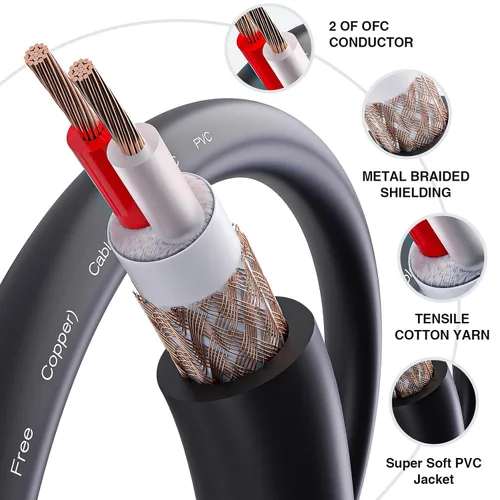 Miniatura 3 de Cable de micrófono XLR de 3 pines macho a hembra, cable OFC (cobre sin oxígeno), cable XLR adecuado para mezclador de micrófono, sistemas de 1