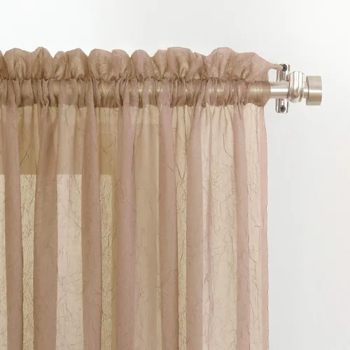Miniatura 2 de No. 918 Erica - Juego de 3 cortinas de gasa triturada con cuentas transparentes con bolsillo para cortinero Beige pardo