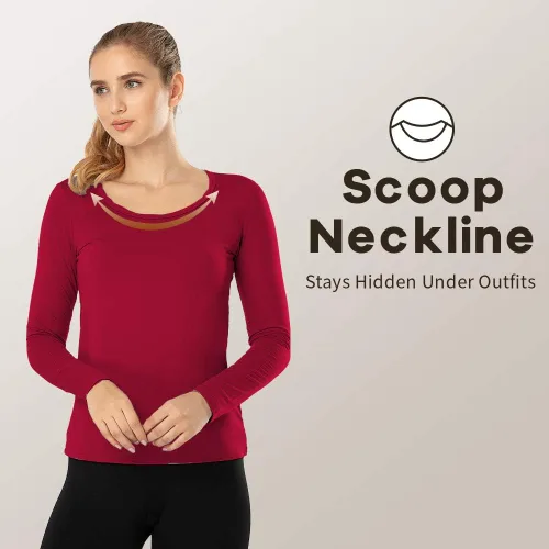 Miniatura 72 de MANCYFIT Tops térmicos para mujer, camisa con forro polar, manga larga, capa base, cuello en V