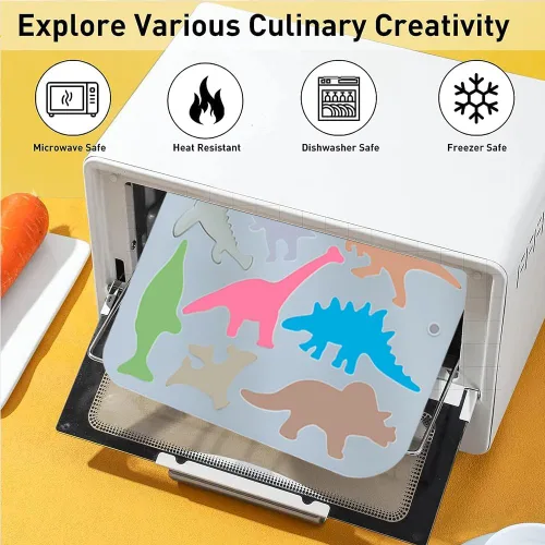 Miniatura 3 de 2 moldes de silicona para tartas de dinosaurio, bandeja de gomitas de chocolate con dinosaurio 3D de dibujos animados, 8 cavidades, molde de Molde