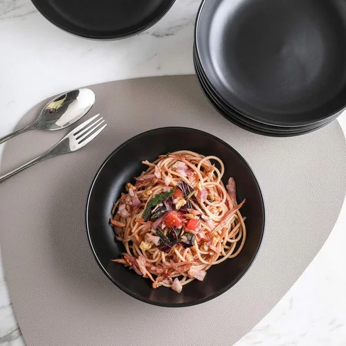 Miniatura 4 de Selamica Tazones de cerámica para pasta de 7.8 pulgadas, cuencos grandes de porcelana de 26 onzas, aptos para lavavajillas y microondas, juego de 6