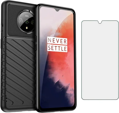 Miniatura 9 de Asuwish Funda de teléfono para OnePlus 7T con cubierta protectora de pantalla de vidrio templado y accesorios para celda, funda delgada y suave
