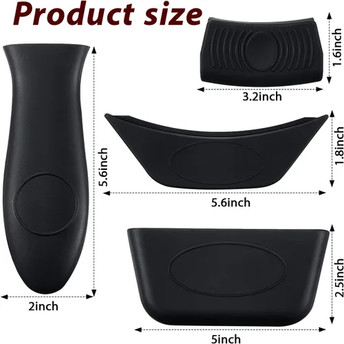 Miniatura 2 de Boao 8 soportes de silicona para mango caliente y soportes para ollas, fundas de goma extraíbles resistentes al calor, fundas de tapa para sartenes