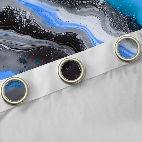 Miniatura 5 de Feelyou Cortinas abstractas para dormitorio, sala de estar, cortinas opacas de oscurecimiento negro y azul, con estampado de mármol, 2 paneles de 38