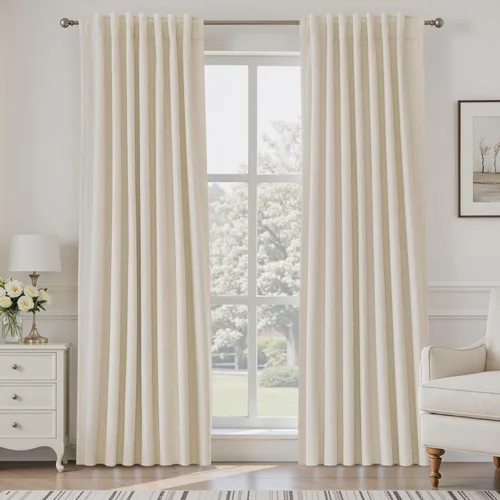 Miniatura 107 de UHITECH Cortinas cortas de lino de 24 pulgadas de largo para ventanas pequeñas de granja, cortinas opacas modernas para sala de estar, pestañas