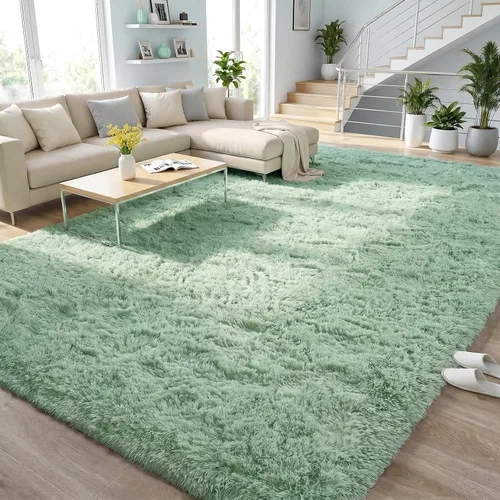 Miniatura 55 de DweIke Alfombras Shag Esponjosas Azules para Dormitorio Sala de Estar, 5x8 Grande Suave Felpa Tie-Dye Azul Cielo para Niñas y Niños, Alfombra Azul