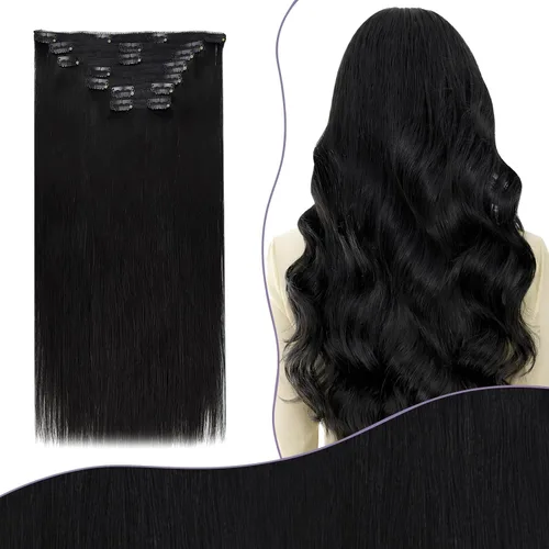 Miniatura 23 de Fshine Extensiones de cabello con broches, 22 pulgadas, 7 unidades, color marrón oscuro, doble trama, extensiones de cabello humano real con clip
