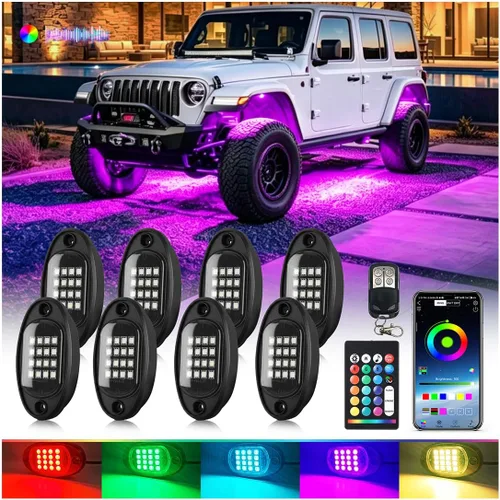 Miniatura 14 de 1 Cápsula de Repuesto para Cápsula Dañada para Luces de Roca LED RGB Segmentadas de 12v Luz Inferior Multicolor Impermeable de Neón para Jeep