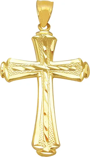 AMZ Jewelry Colgante de cruz de oro amarillo de 10 quilates para hombre con corte de diamante dije de crucifijo de oro de 21 pulgadas Oro