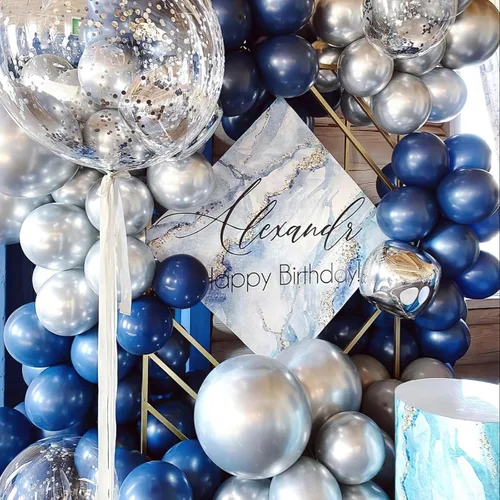 Miniatura 6 de PartyWoo Globos azul marino, 120 piezas de diferentes tamaños de 18, 12, 10, 5 pulgadas, kit de arco de globos azul oscuro guirnalda para Azul-z90