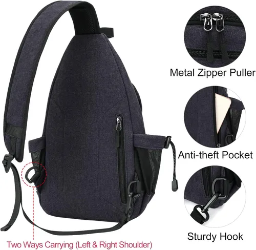 Miniatura 5 de MOSISO Mochila tipo bandolera, mochila de lona para senderismo con bolsillo antirrobo Gris espacial
