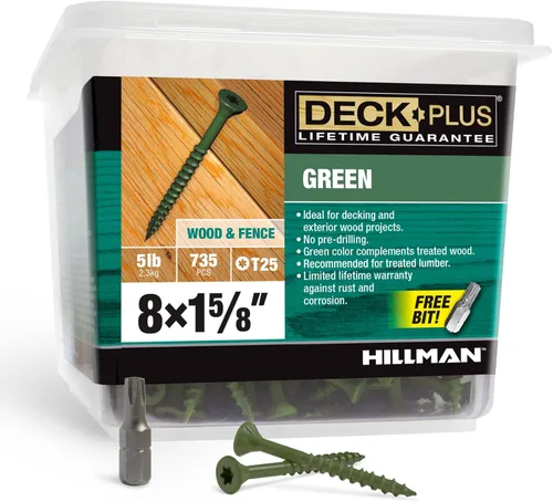 Miniatura 29 de Deck Plus Tornillos para valla y madera exterior con revestimiento epoxi de 3 pulgadas #10 x 3 Torx/Star Drive Incluido, rosca gruesa, tornillo