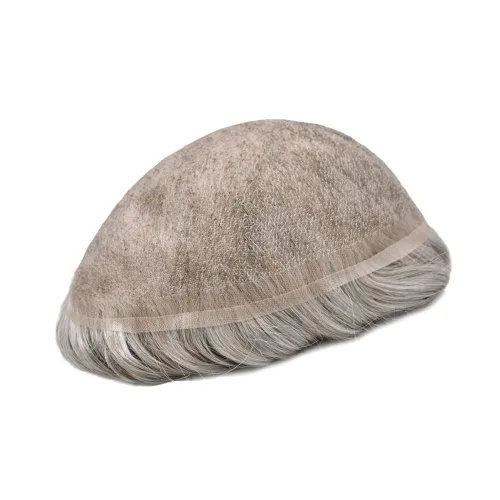 Miniatura 81 de Toupee para hombres nudos blanqueados hombres toupee hairpieces europeo virgen sistema de reemplazo de cabello humano suave encaje francés hombres
