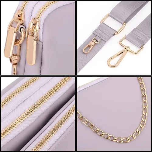 Miniatura 3 de UTO Pequeñas bolsas cruzadas para mujer, 3 en 1, diseño de moda, mini cangurera con correa