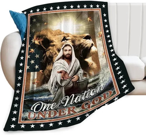 Manta cristiana de Jesús con diseño de león de Cristo Jesús, manta decorativa de león de Judá, regalos para niñas y niños, ropa de cama de invierno