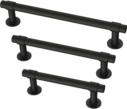 Miniatura 4 de Franklin Brass Barra (paquete de 20) manijas para gabinete, tiradores centrales de agujero de 3 pulgadas, herrajes negro mate, para puerta