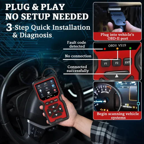 Miniatura 2 de Escáner profesional OBD2 V519 - Lector de código OBDII + CAN actualizado 2026, datos en vivo, prueba de batería, biblioteca de más de 40000 DTC