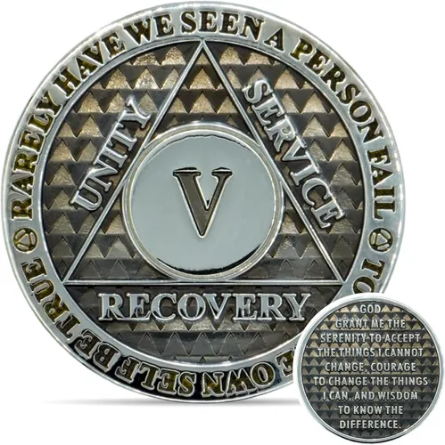 Miniatura 58 de Moneda de sobriedad de 10 años Chip AA Legacy Ficha de aniversario de recuperación de triplaca gruesa (Aqua)