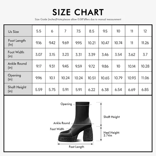 Miniatura 6 de USIMAD Platform Boots Chunky High Heels Boots for women Jeans Fold over Boots Round Toe Denim Boots with Side Zipper