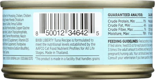 Miniatura 2 de BIXBI Liberty Alimento húmedo enlatado para gatos, sin granos, receta de paté de atún, 2.75 onzas (paquete de 24)