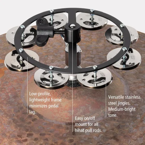 Miniatura 3 de Meinl Cymbals HTHH1BK Pandereta de hihat montable con jengibres de acero (VIDEO)
