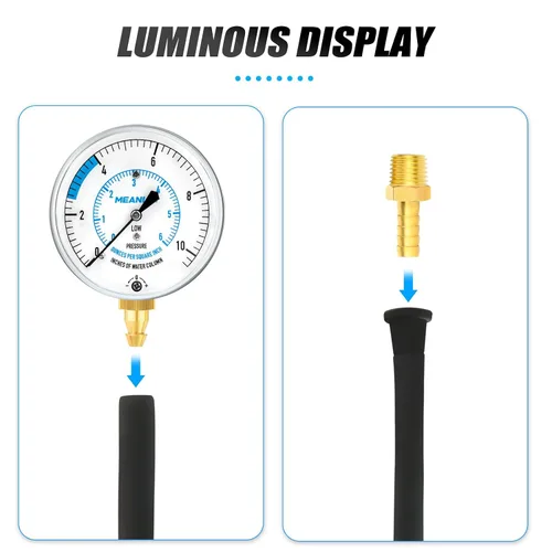 Miniatura 4 de MEANLIN MEASURE Kit de prueba de presión de gas colector WC de 0-10", kit de manómetro para gas natural o gas LP con manguera de 40 pies, accesorio