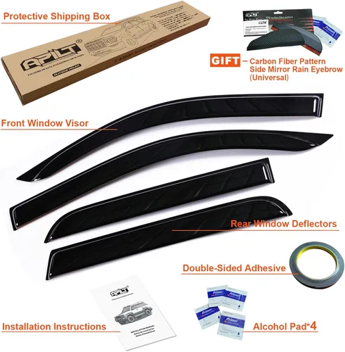 Miniatura 7 de Protectores de lluvia de montaje exterior para Toyota Tundra CrewMax Cab 2022-2026, deflector de ventilación de viento de tamaño completo