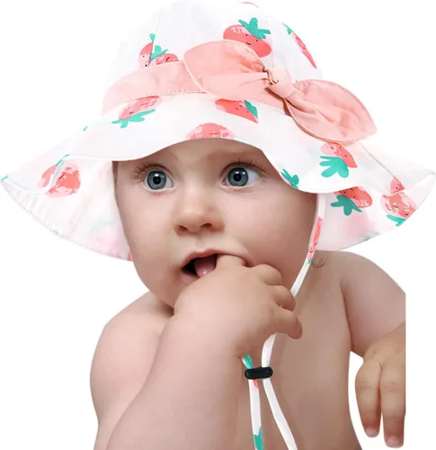 Miniatura 41 de Sombrero de sol para bebé niña con UPF 50+ sombrero de playa ajustable para exteriores con ala ancha