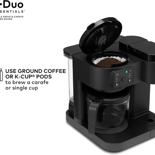 Miniatura 7 de K-Duo Essentials - Cafetera para bebidas calientes y heladas, cafetera KCup de una sola porción y jarra de café por goteo de 12 tazas, depósito