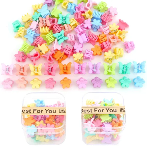 CHANACO Juego de accesorios para el cabello de mariposa, 80 pinzas florales, mini pasadores y bonitos clips para niños pequeños para niñas y mujeres
