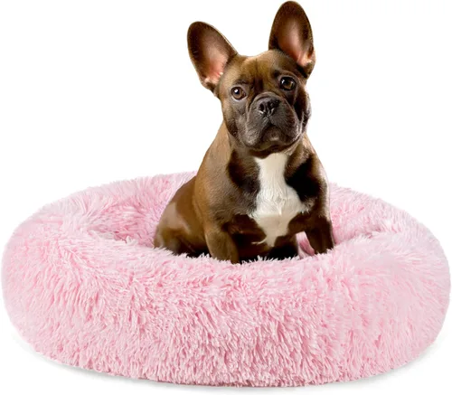 Miniatura 17 de PetAmi Cama calmante para perros y gatos pequeños y medianos, 23 camas redondas en forma de dona, cama lavable y esponjosa de piel sintética