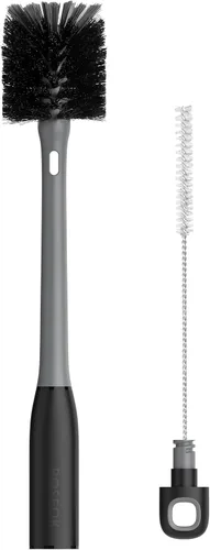 ROSEOK 2 in 1 Long Handle Bottle Brush with Straw Brush for Cleaning Glass, Sports Bottle, Coffee Mug, Black, 1 Pack