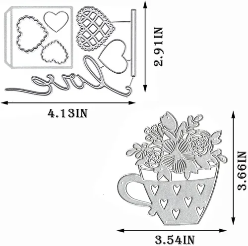 Miniatura 2 de Hying Troqueles de palabras de flores para hacer tarjetas, caja de corazón rosa troquelado para álbumes de recortes, papel, manualidades, Estilo 3
