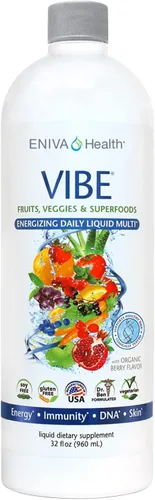 Eniva Health Vibe Liquid Multivitamins Suplementos minerales con vitaminas A, B12, C, D, E y aminoácidos | Suplemento diario de frutas y verduras