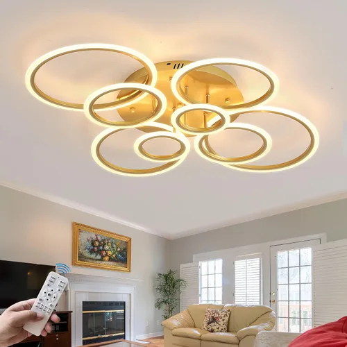 Lámpara de techo LED moderna de 41 pulgadas con control remoto regulable de 8 anillos de montaje empotrado para sala de estar, dormitorio, cocina,