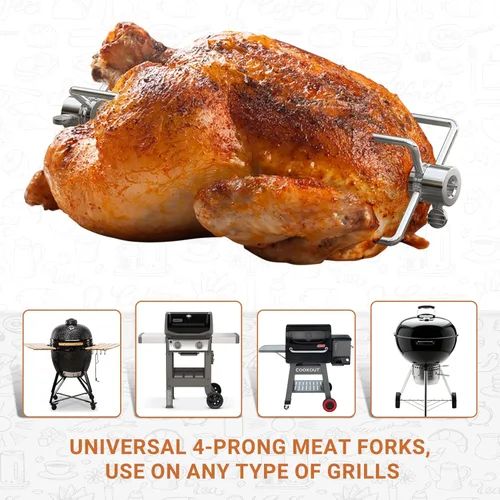 Miniatura 4 de Onlyfire 6004 Tenedores de carne asador para parrilla (1 par) - Se adapta a varillas de asador cuadradas de 5/16 pulgadas