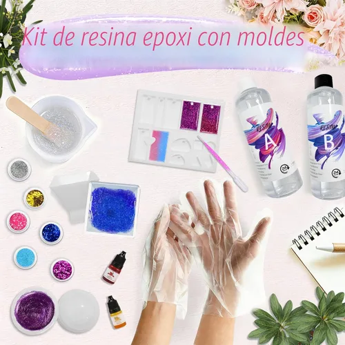 Miniatura 2 de RNYBFPT Kit de resina epoxi para principiantes, resina transparente de 18 onzas con moldes de silicona, fácil mezcla 1:1, kit de arte de resina todo